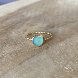 Gouden seaglass ring (maat 60)