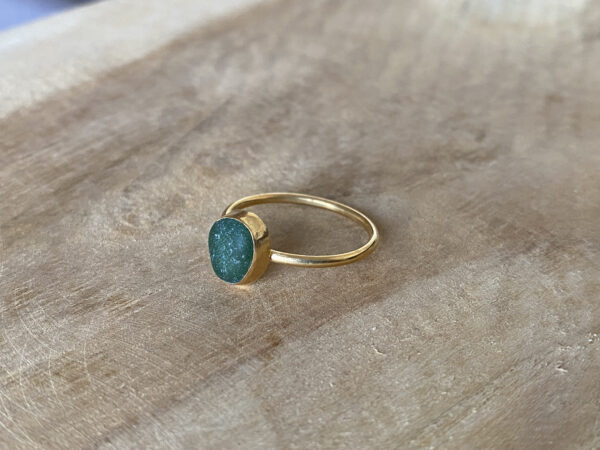 Gouden seaglass ring (maat 61) - Afbeelding 2
